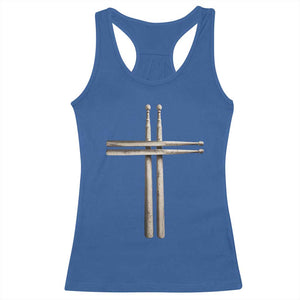 Christian Drummer Racerback Tank Top Drumstick Cross Rock Music Lover Gift TS10 Royal Blue Print Your Wear