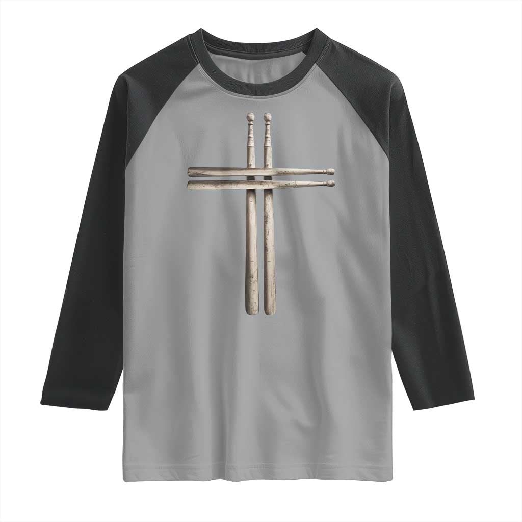 Christian Drummer Raglan Shirt Drumstick Cross Rock Music Lover Gift TS10 Sport Gray Black Print Your Wear