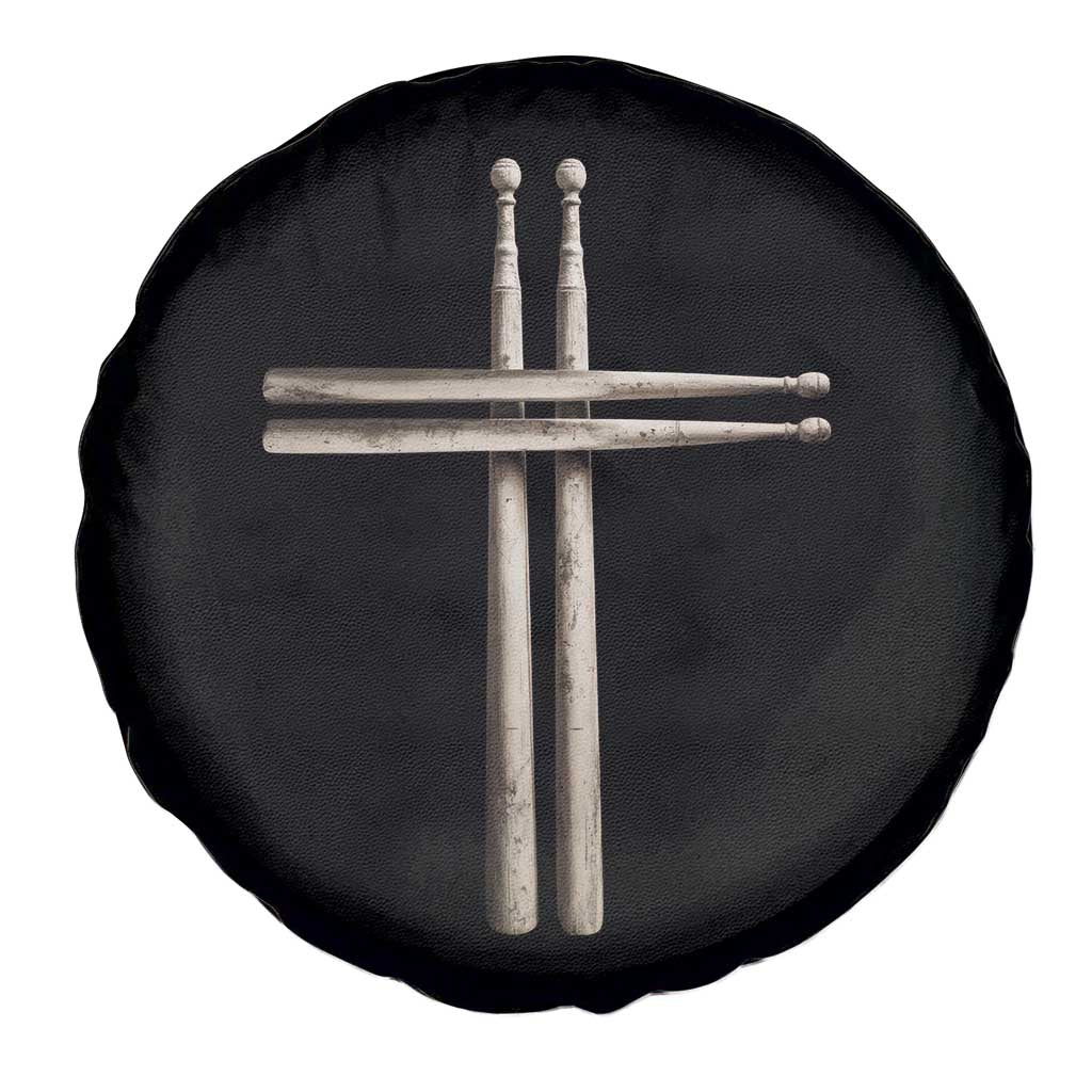 Christian Drummer Spare Tire Cover Drumstick Cross Rock Music Lover Gift TS10 Print Your Wear