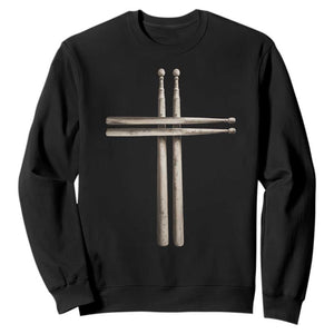 Christian Drummer Sweatshirt Drumstick Cross Rock Music Lover Gift TS10 Black Print Your Wear