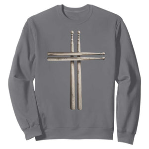 Christian Drummer Sweatshirt Drumstick Cross Rock Music Lover Gift TS10 Charcoal Print Your Wear