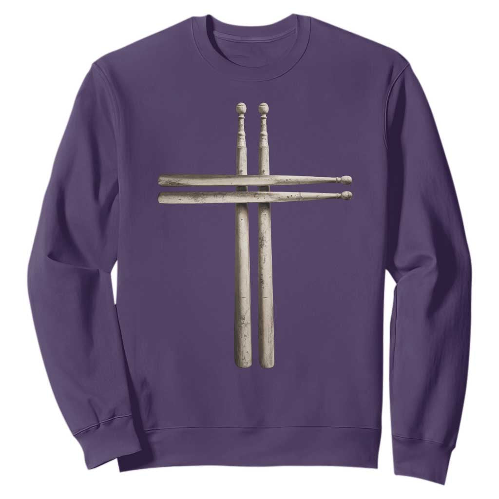Christian Drummer Sweatshirt Drumstick Cross Rock Music Lover Gift TS10 Purple Print Your Wear
