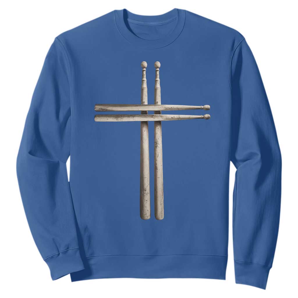 Christian Drummer Sweatshirt Drumstick Cross Rock Music Lover Gift TS10 Royal Blue Print Your Wear
