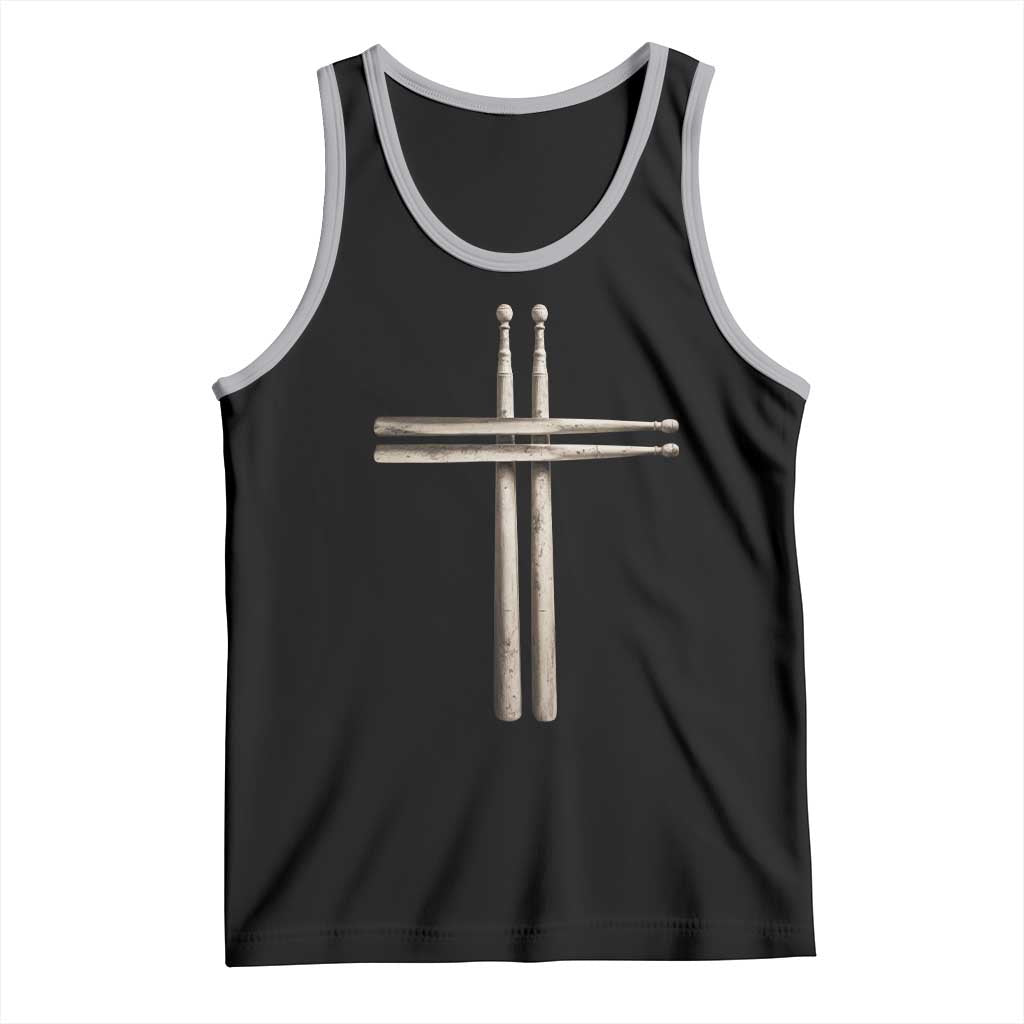 Christian Drummer Tank Top Drumstick Cross Rock Music Lover Gift TS10 Black Athletic Heather Print Your Wear
