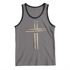 Christian Drummer Tank Top Drumstick Cross Rock Music Lover Gift TS10 Deep Heather Black Print Your Wear
