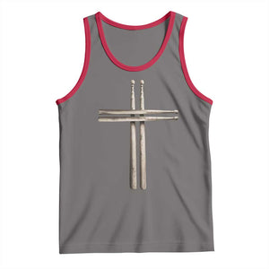 Christian Drummer Tank Top Drumstick Cross Rock Music Lover Gift TS10 Deep Heather Red Print Your Wear