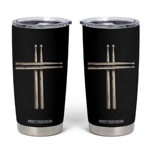Christian Drummer Tumbler Cup Drumstick Cross Rock Music Lover Gift TS10 Black Print Your Wear