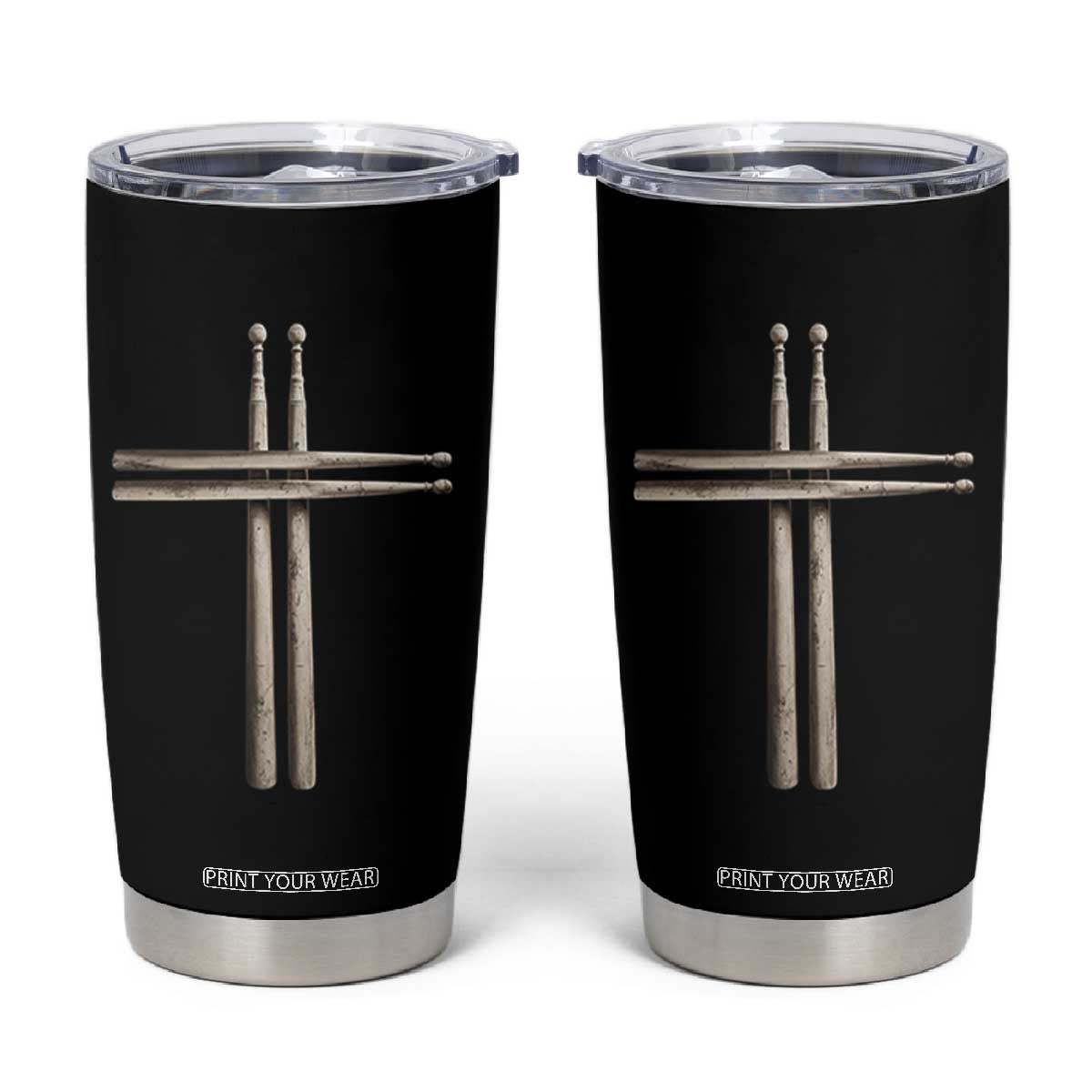 Christian Drummer Tumbler Cup Drumstick Cross Rock Music Lover Gift TS10 Black Print Your Wear