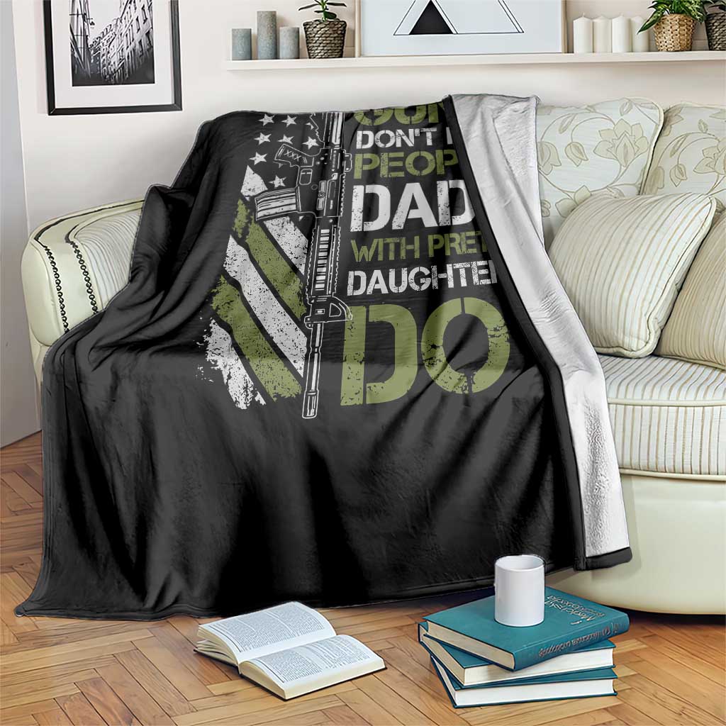 Funny Girl Dad Throw Blanket Guns Dont Kill People Dads with Pretty Daughters Do US Flag TS10 Print Your Wear