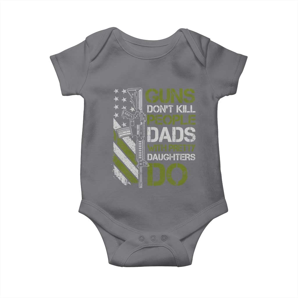 Funny Girl Dad Baby Onesie Guns Dont Kill People Dads with Pretty Daughters Do US Flag TS10 Charcoal Print Your Wear
