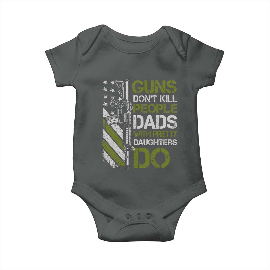 Funny Girl Dad Baby Onesie Guns Dont Kill People Dads with Pretty Daughters Do US Flag TS10 Dark Heather Print Your Wear