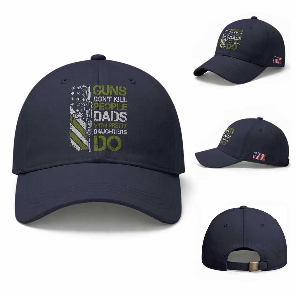 Funny Girl Dad Baseball Cap Guns Dont Kill People Dads with Pretty Daughters Do US Flag TS10 Baseball Cap Universal Fit Navy Print Your Wear