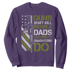 Funny Girl Dad Sweatshirt Guns Dont Kill People Dads with Pretty Daughters Do US Flag TS10 Purple Print Your Wear