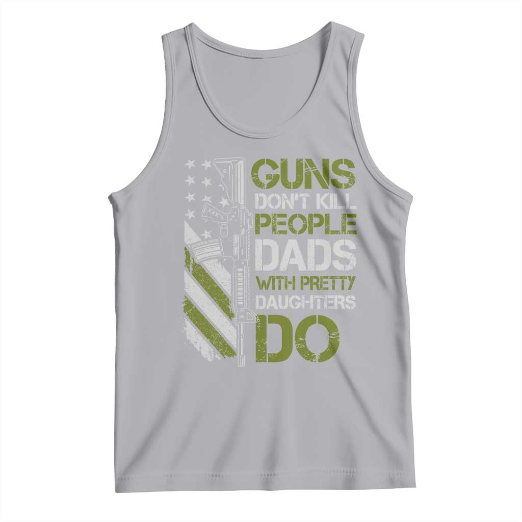 Funny Girl Dad Tank Top Guns Dont Kill People Dads with Pretty Daughters Do US Flag TS10 Athletic Heather Print Your Wear