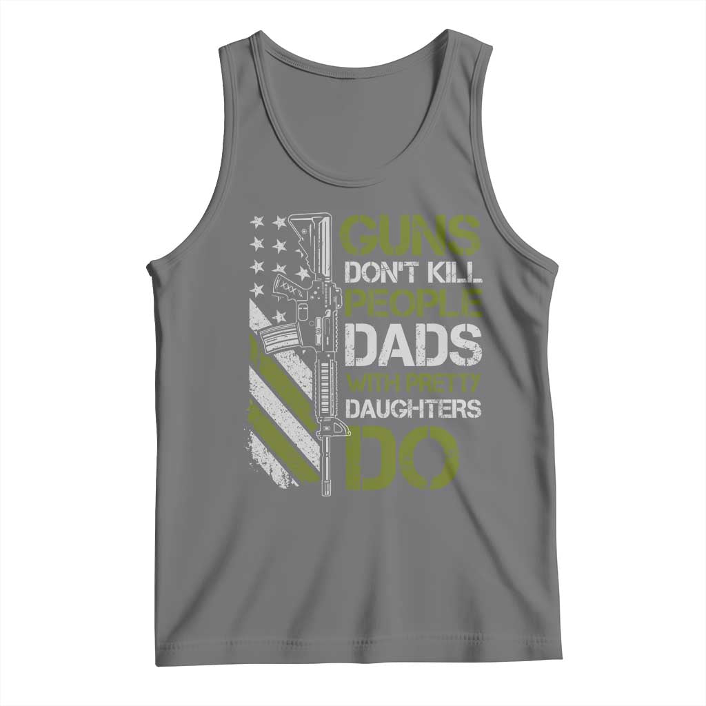 Funny Girl Dad Tank Top Guns Dont Kill People Dads with Pretty Daughters Do US Flag TS10 Black Heather Print Your Wear