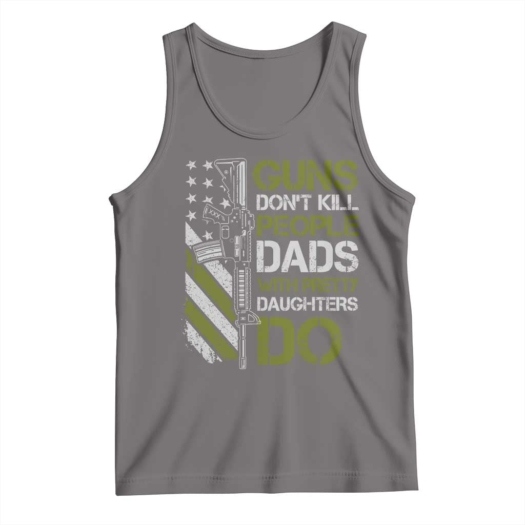 Funny Girl Dad Tank Top Guns Dont Kill People Dads with Pretty Daughters Do US Flag TS10 Deep Heather Print Your Wear