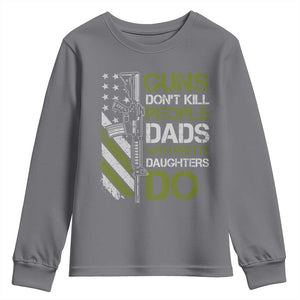 Funny Girl Dad Youth Sweatshirt Guns Dont Kill People Dads with Pretty Daughters Do US Flag TS10 Charcoal Print Your Wear