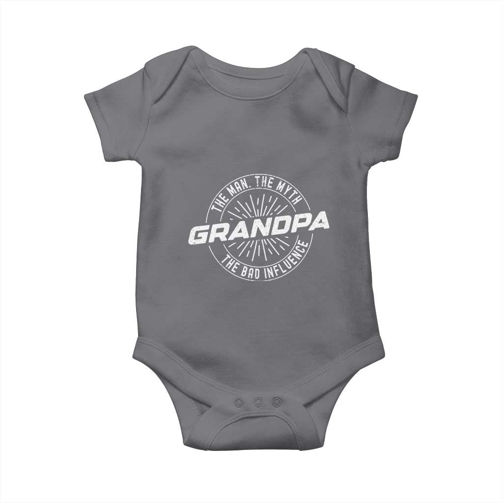 Funny Grandpa Baby Onesie Man Myth Bad Influence Funny Fathers Day TS10 Charcoal Print Your Wear