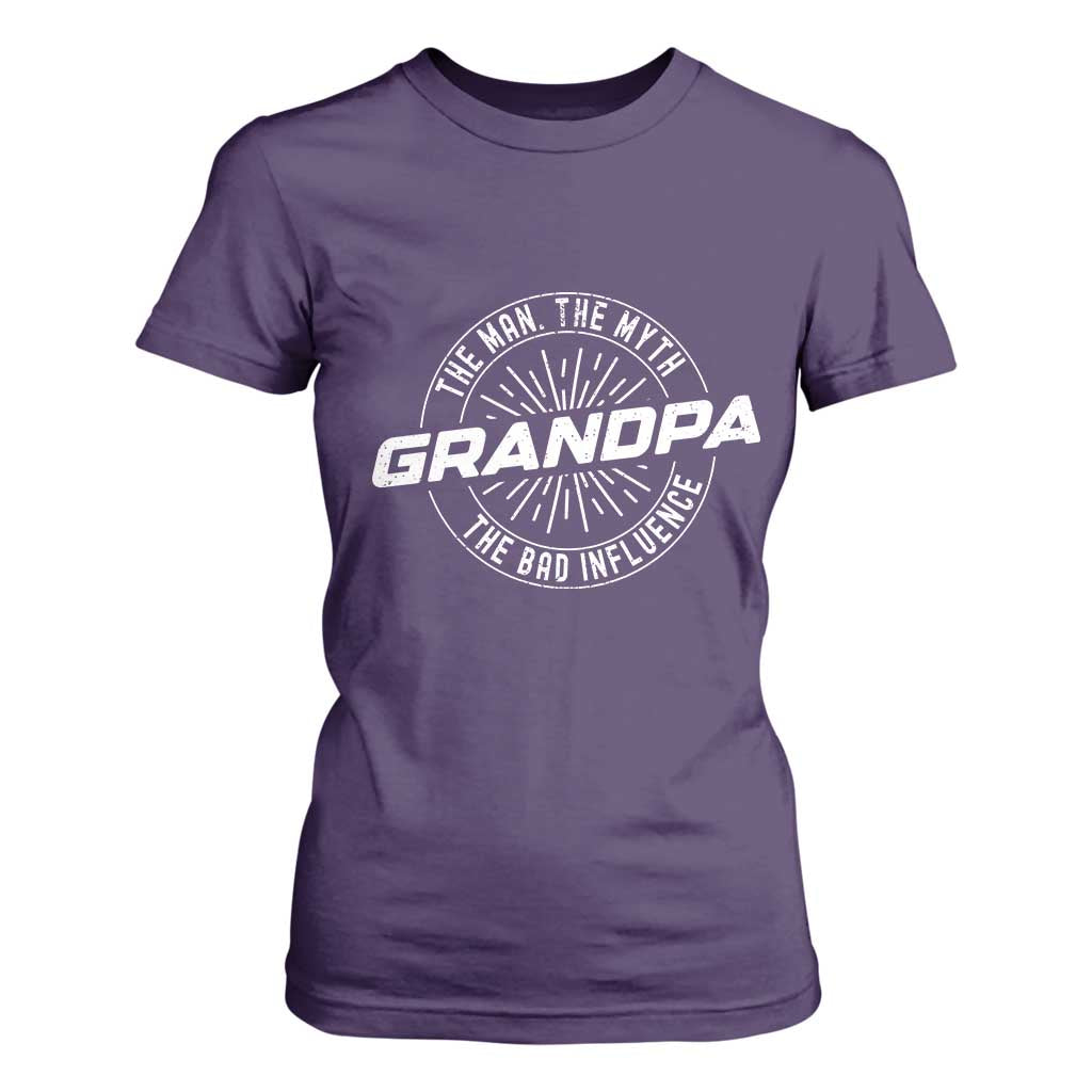 Funny Grandpa T Shirt For Women Man Myth Bad Influence Funny Fathers Day TS10 Purple Print Your Wear