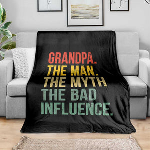 Funny Grandpa Throw Blanket Retro Man Myth Bad Influence Best Funny Fathers Day TS10 Print Your Wear