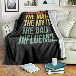 Funny Grandpa Throw Blanket Retro Man Myth Bad Influence Best Funny Fathers Day TS10 Print Your Wear