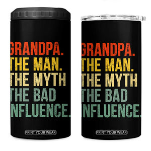 Funny Grandpa 4 in 1 Can Cooler Tumbler Retro Man Myth Bad Influence Best Funny Fathers Day TS10 One Size: 16 oz Black Print Your Wear
