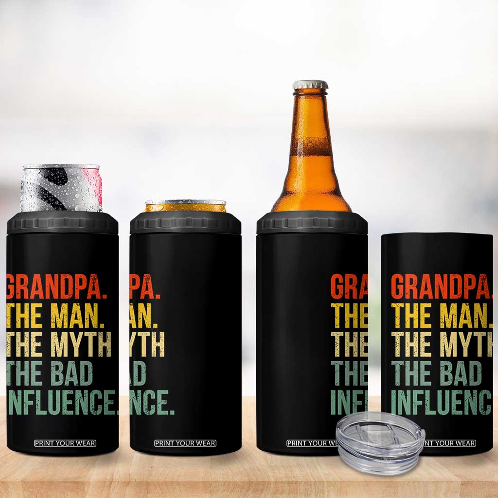 Funny Grandpa 4 in 1 Can Cooler Tumbler Retro Man Myth Bad Influence Best Funny Fathers Day TS10 Print Your Wear