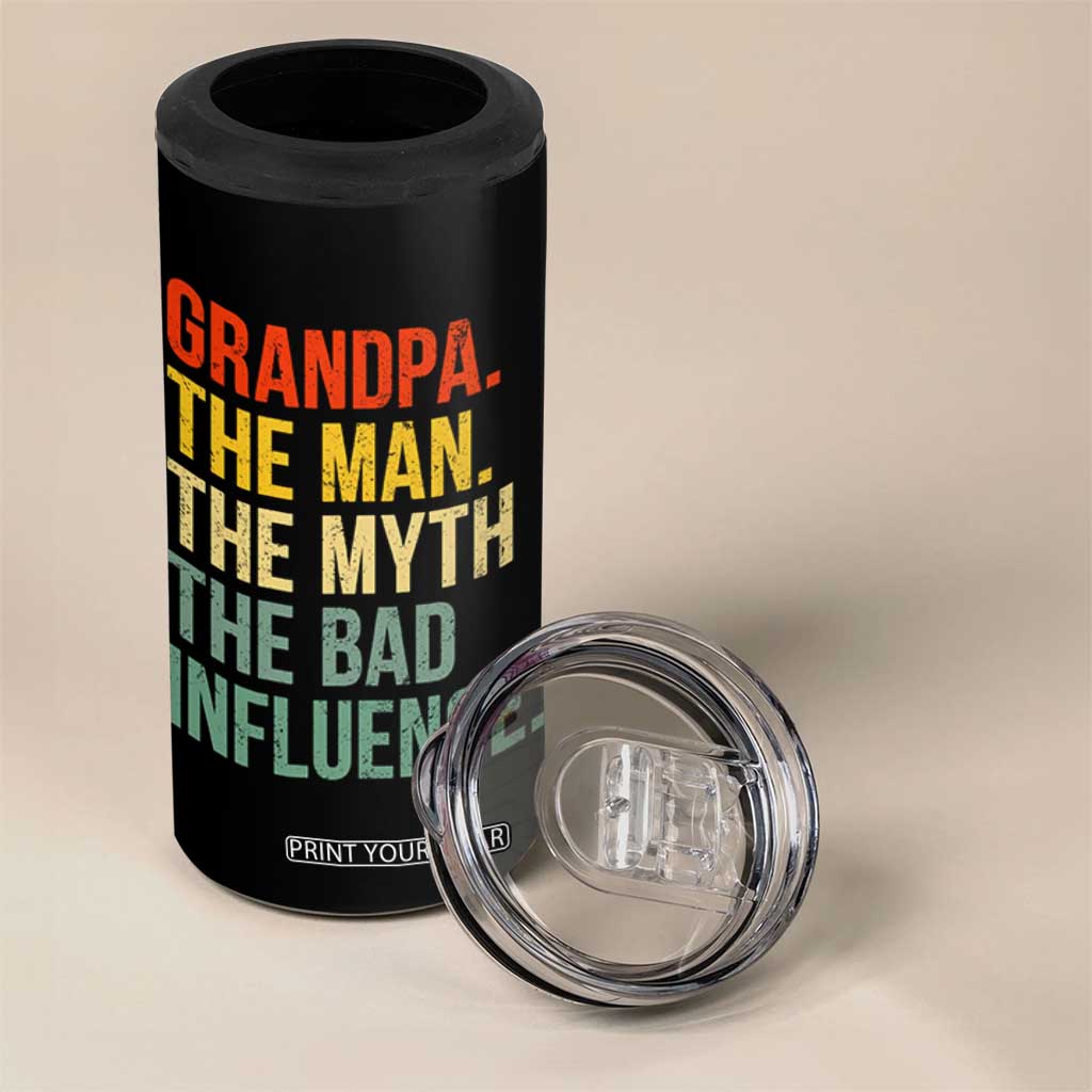 Funny Grandpa 4 in 1 Can Cooler Tumbler Retro Man Myth Bad Influence Best Funny Fathers Day TS10 Print Your Wear