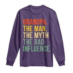 Funny Grandpa Long Sleeve Shirt Retro Man Myth Bad Influence Best Funny Fathers Day TS10 Purple Print Your Wear