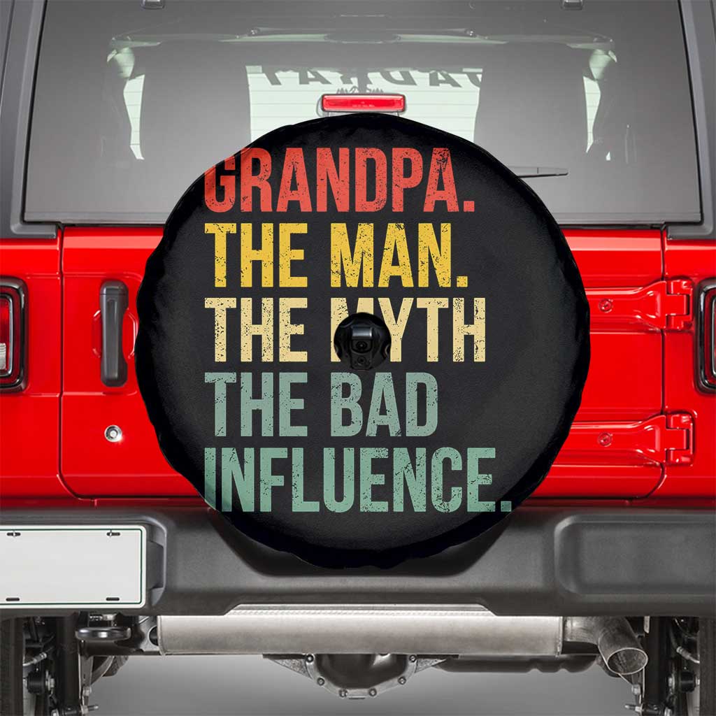 Funny Grandpa Spare Tire Cover Retro Man Myth Bad Influence Best Funny Fathers Day TS10 Black Print Your Wear