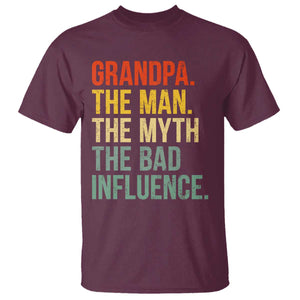 Funny Grandpa T Shirt - Retro Man Myth Bad Influence Best Funny Fathers Day TS10 Maroon Print Your Wear