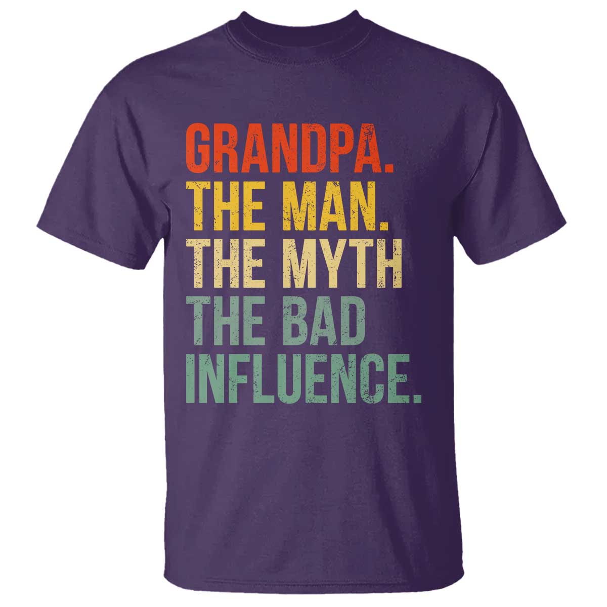 Funny Grandpa T Shirt - Retro Man Myth Bad Influence Best Funny Fathers Day TS10 Purple Print Your Wear