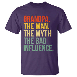 Funny Grandpa T Shirt - Retro Man Myth Bad Influence Best Funny Fathers Day TS10 Purple Print Your Wear