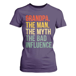 Funny Grandpa T Shirt For Women Retro Man Myth Bad Influence Best Funny Fathers Day TS10 Purple Print Your Wear
