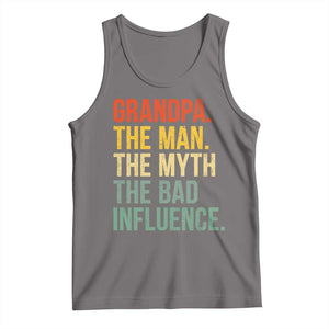 Funny Grandpa Tank Top Retro Man Myth Bad Influence Best Funny Fathers Day TS10 Deep Heather Print Your Wear