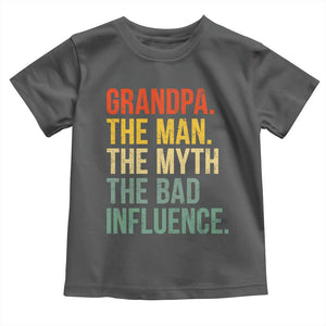 Funny Grandpa Toddler T Shirt Retro Man Myth Bad Influence Best Funny Fathers Day TS10 Dark Heather Print Your Wear