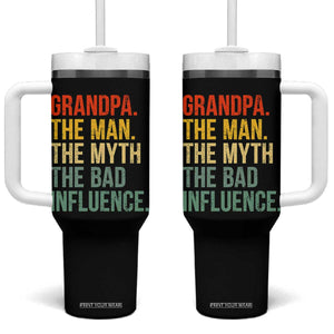 Funny Grandpa Tumbler With Handle Retro Man Myth Bad Influence Best Funny Fathers Day TS10 One Size: 40 oz Black Print Your Wear