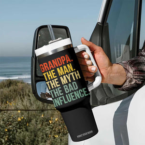 Funny Grandpa Tumbler With Handle Retro Man Myth Bad Influence Best Funny Fathers Day TS10 Print Your Wear