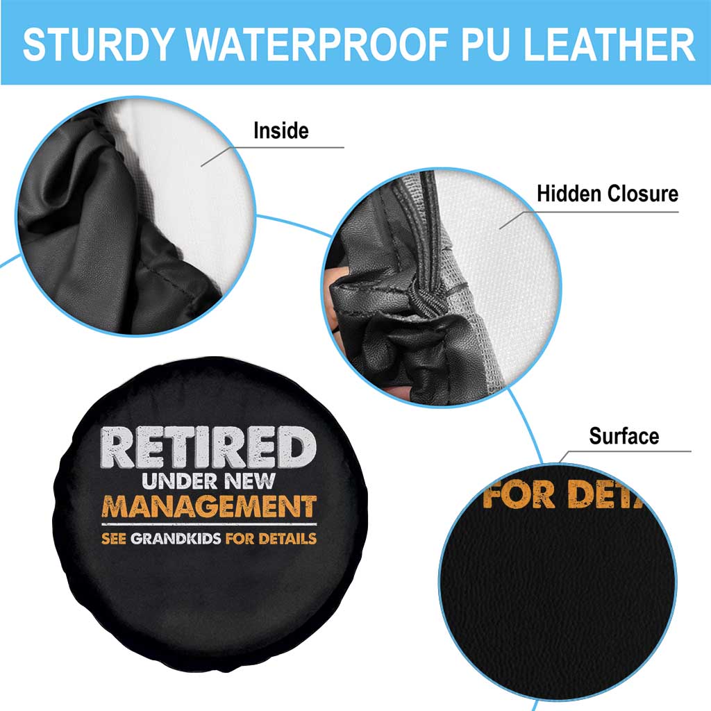 Funny Retirement Spare Tire Cover Retired Under New Management See Grandkids For Details TS10 Print Your Wear