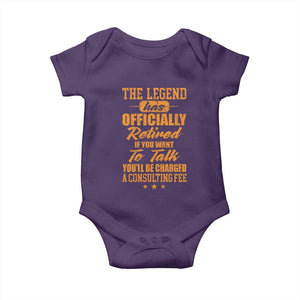The Legend Has Retired Baby Onesie Funny Retirement Party Gag Gift TS10 Purple Print Your Wear