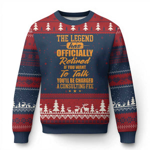 The Legend Has Retired Ugly Christmas Sweater Funny Retirement Party Gag Gift TS10 Navy Red Print Your Wear