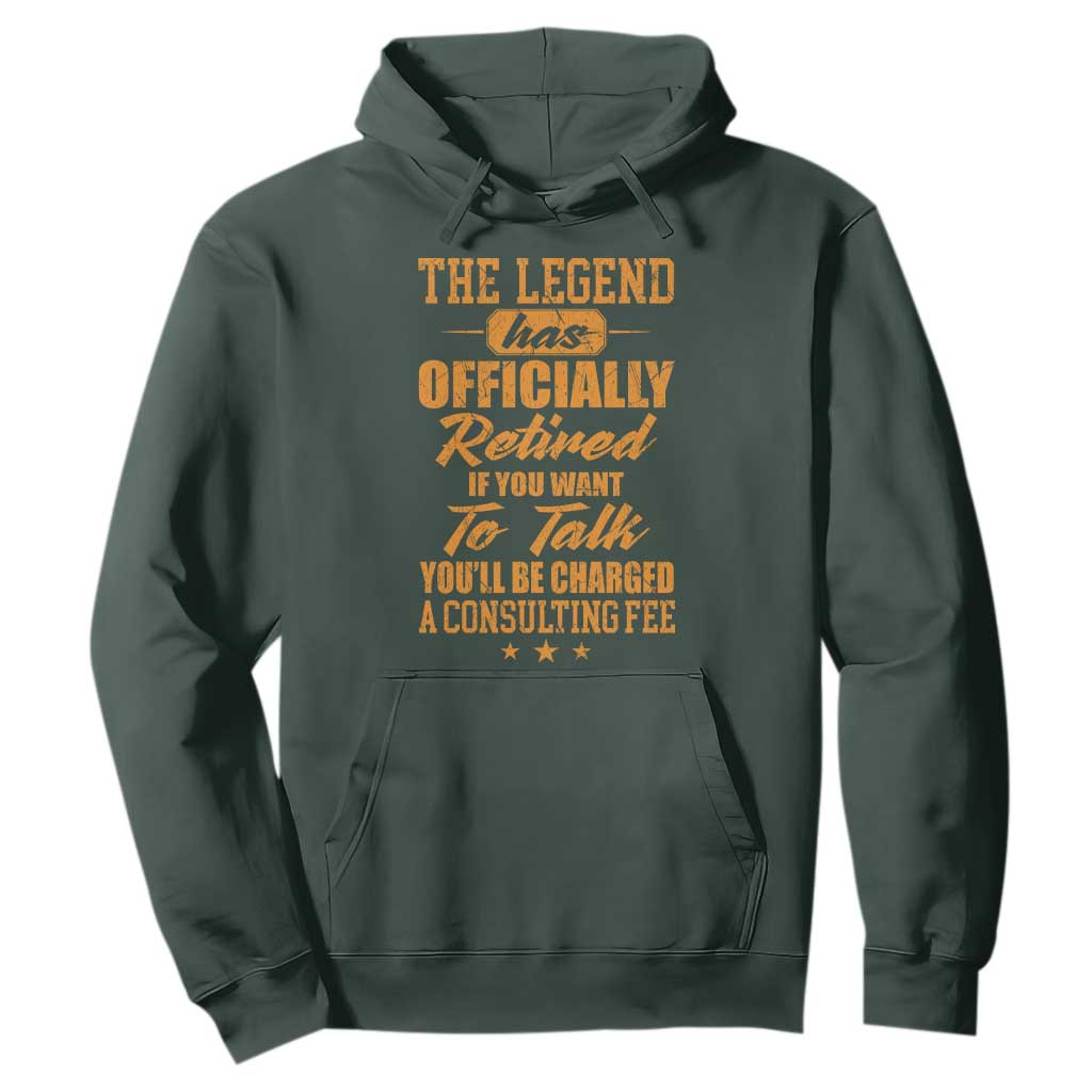 The Legend Has Retired Hoodie Funny Retirement Party Gag Gift TS10 Dark Forest Green Print Your Wear