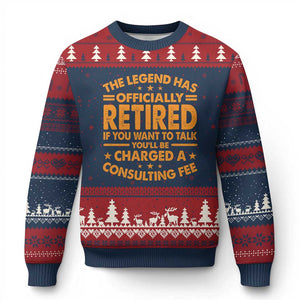 Funny Retirement Ugly Christmas Sweater Funny The Legend Has Retired TS10 Navy Red Print Your Wear