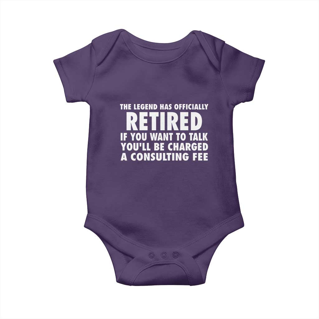 Funny Retirement Baby Onesie Funny The Legend Has Retired Grandpa Dad Humor TS10 Purple Print Your Wear