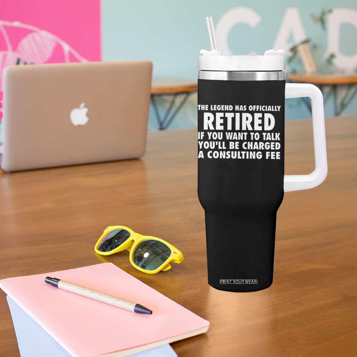 Funny Retirement Tumbler With Handle Funny The Legend Has Retired Grandpa Dad Humor TS10 Print Your Wear