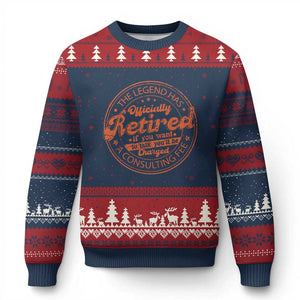The Legend Has Retired Ugly Christmas Sweater Retro Funny Retirement Gift Dad Humor TS10 Navy Red Print Your Wear