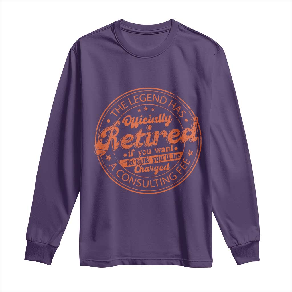 The Legend Has Retired Long Sleeve Shirt Retro Funny Retirement Gift Dad Humor TS10 Purple Print Your Wear