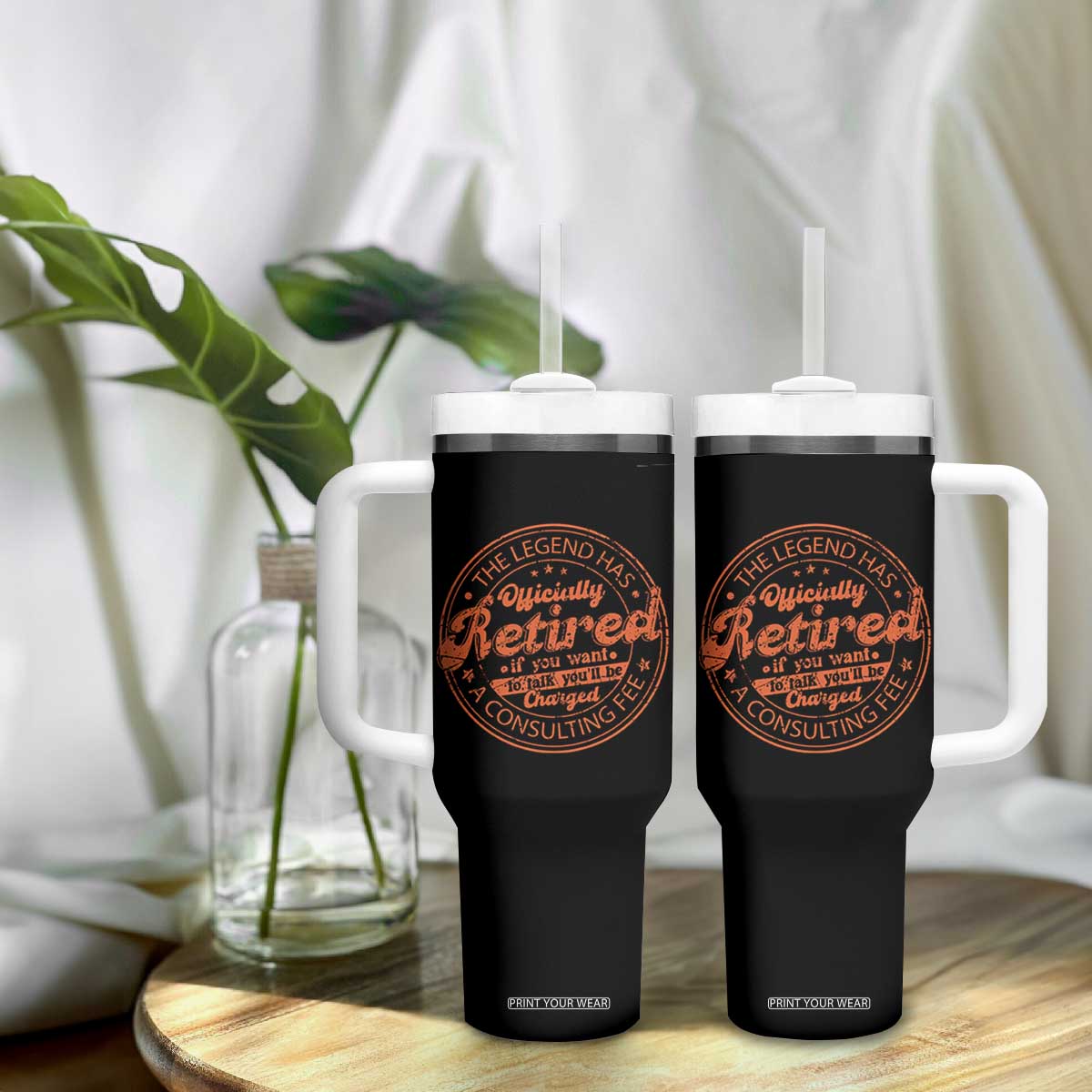 The Legend Has Retired Tumbler With Handle Retro Funny Retirement Gift Dad Humor TS10 Print Your Wear
