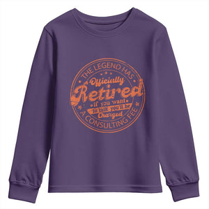 The Legend Has Retired Youth Sweatshirt Retro Funny Retirement Gift Dad Humor TS10 Purple Print Your Wear