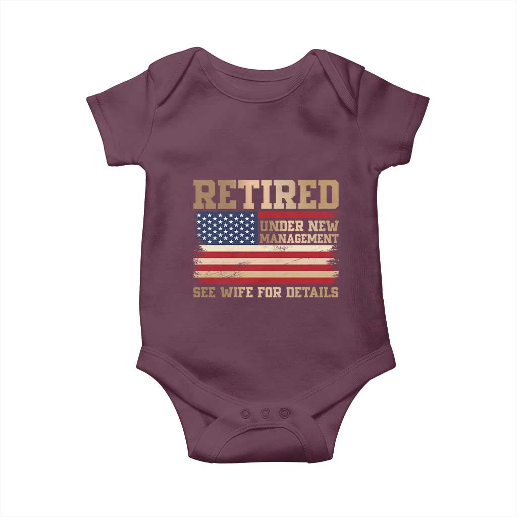 Funny Retirement Baby Onesie See Wife For Details Husband Dad Grandpa Humor US Flag TS10 Maroon Print Your Wear